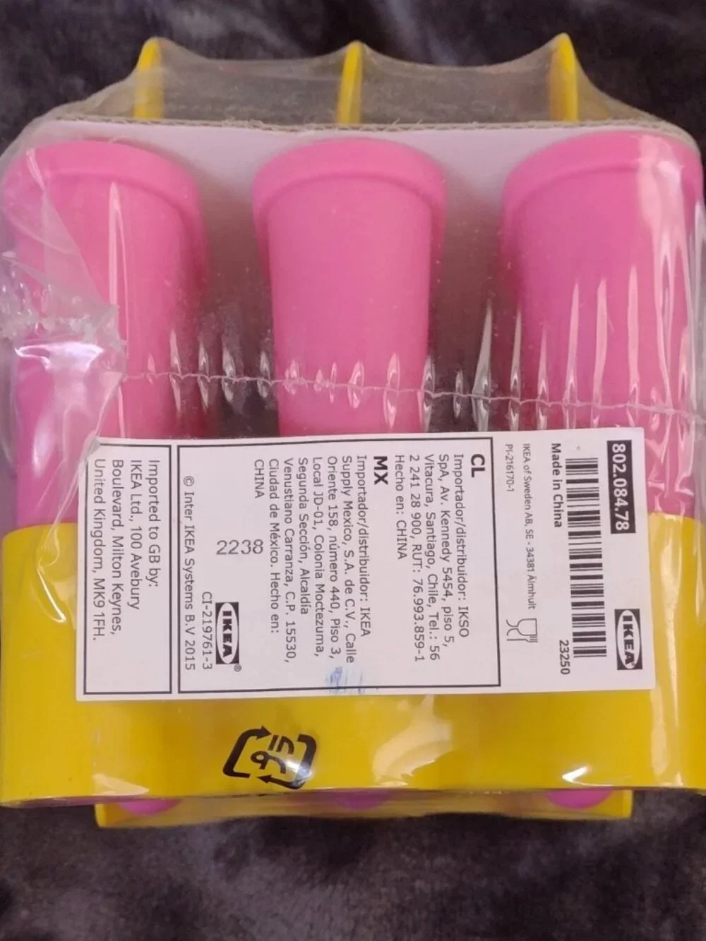 IKEA Ice Pop Popsicle Mold Set 6-Hole 6-Piece Pink/Yellow Plastic